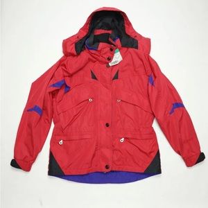 Vintage 90's Nordica Womens Insulated Ski Jacket Coat Size Large Red Hooded Zip